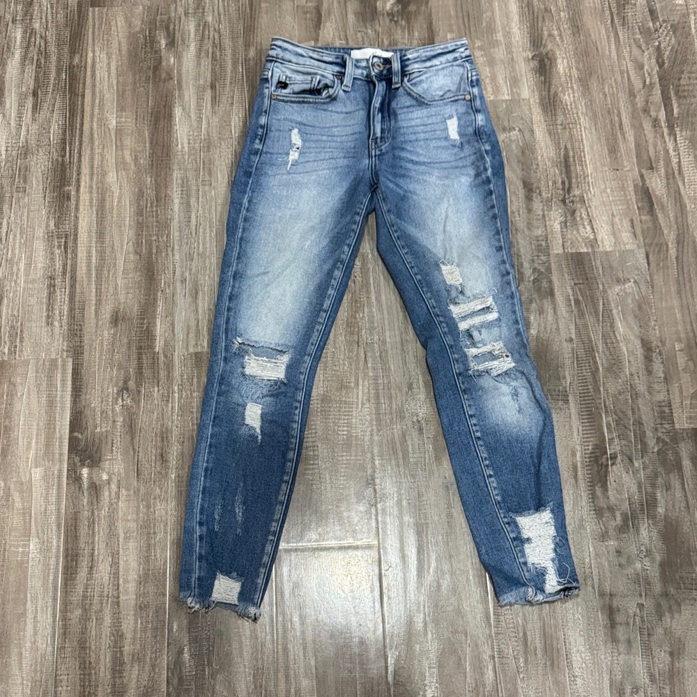Distressed Blue Skinny Jeans for Women